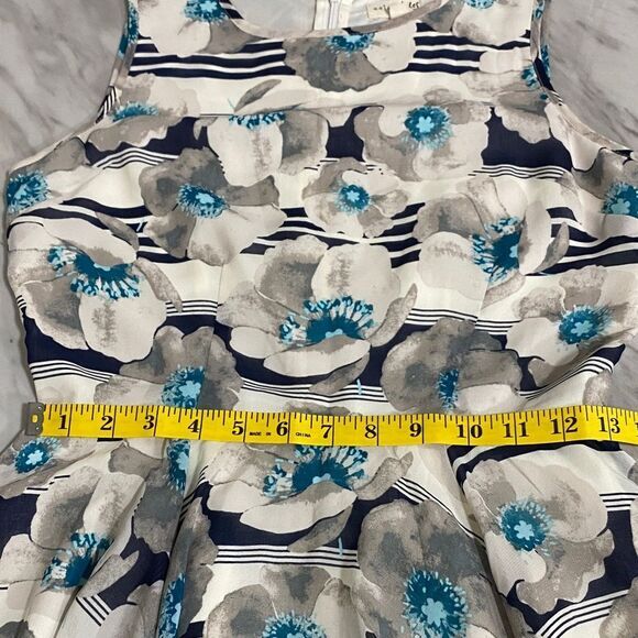 Maison Jules Blue Floral Stripe Fit & Flare Dress Size Small - Picture 11 of 13